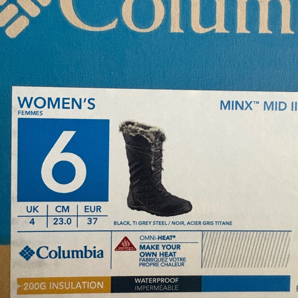 Columbia Black Women's minx Winter Boots size 6 new in box - Picture 8 of 8